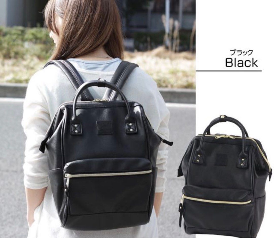 Anello black leather backpack outlet