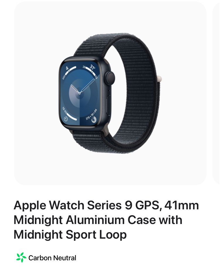 Apple Watch Series 9 GPS 41mm Midnight Aluminum Case with Midnight Sport  Loop