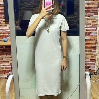 auth ralph lauren stone gray polo dress