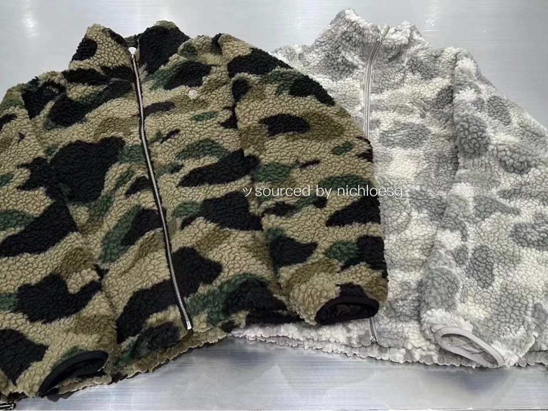 BAPE 1ST CAMO / TONAL SOLID CAMO METAL APE HEAD ONE POINT FLEECE JACKET