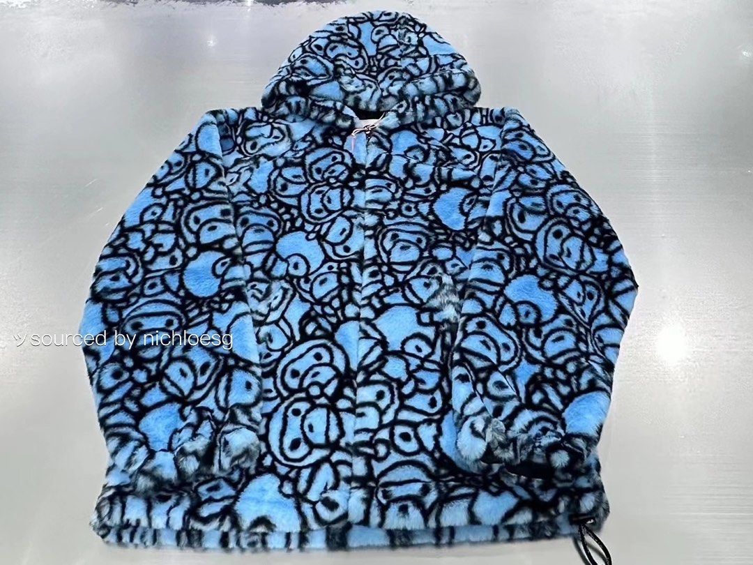 BAPE ALL BABY MILO FAUX FUR HOODIE JACKET