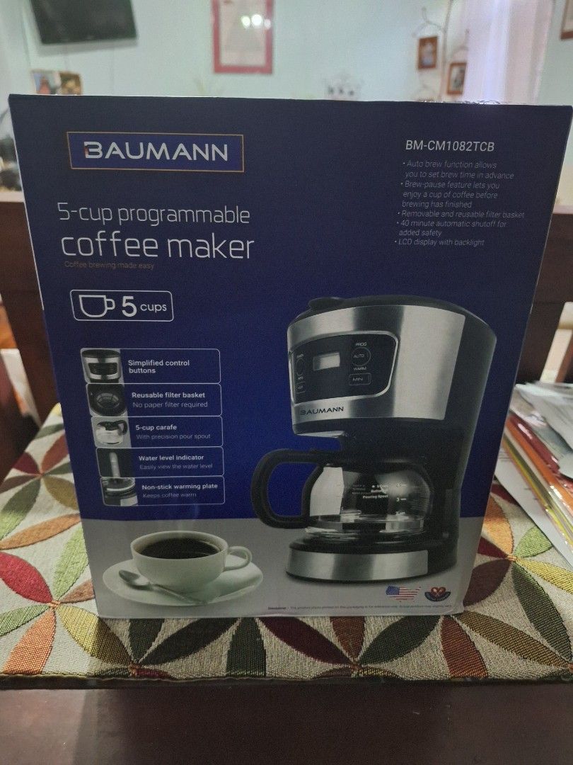 Baumann 5 Cup Programmable Coffee Maker, TV & Home Appliances, Kitchen