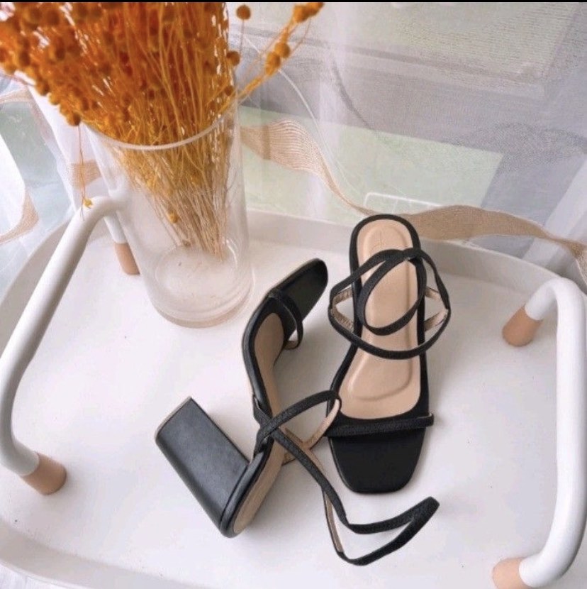 strappy platform block heels
