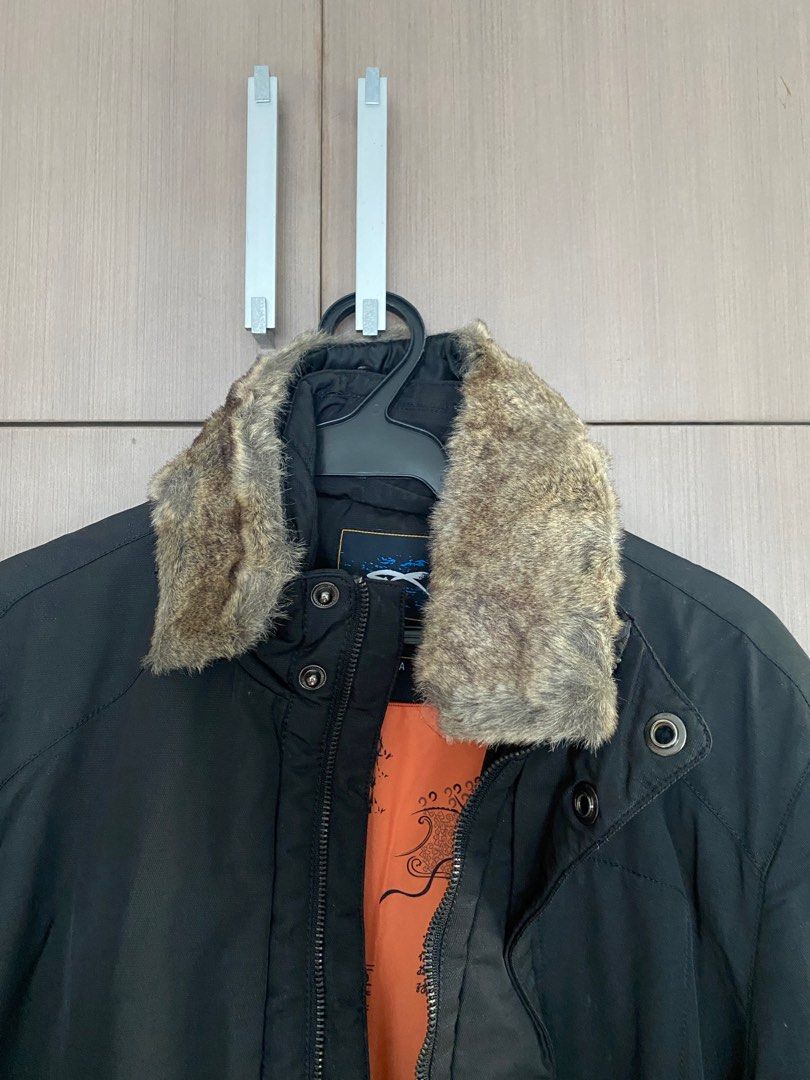 Black Winter Jacket with Dettachable Fur Neck Warmer (Category: Coats, Jackets and Outerwear) located in Quezon City. Submitted by whereismattlee (Listing ID 1269934695, Image 3). Description: Water resistant jacket with intricate inner lining design. detachable fur neck warmer to adjust to the weather. Plenty of pockets very functional while staying sleek and stylish. Perfect for the winter trips this holidays..