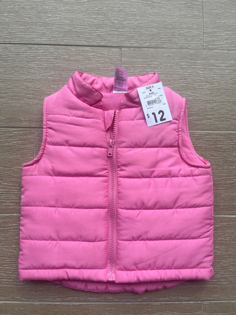 Girls pink puffer vest shop