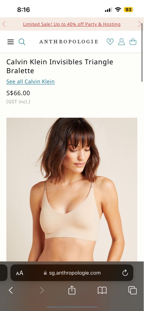 Calvin Klein Invisibles Lightly Lined Triangle Bra, Women's Fashion, New  Undergarments & Loungewear on Carousell