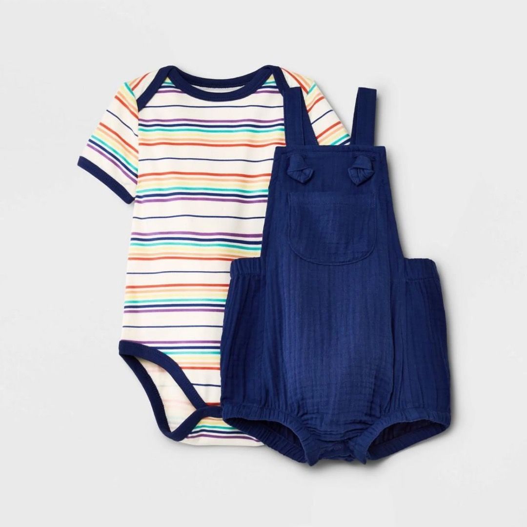 BNWT Cat Jack USA target Baby boy blue rainbow Bubble onesies