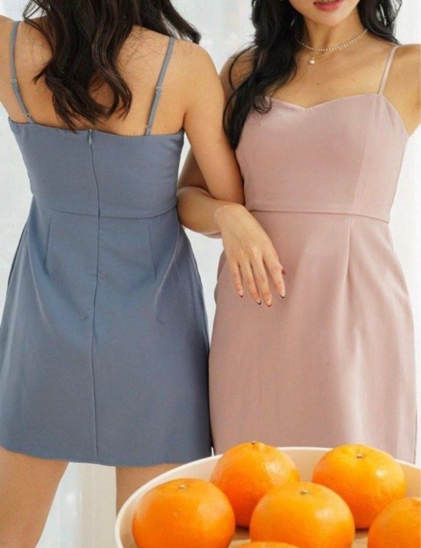 BNWT Mikayla Liana Sweetheart Mini Dress in Stale Blue, Women's Fashion ...