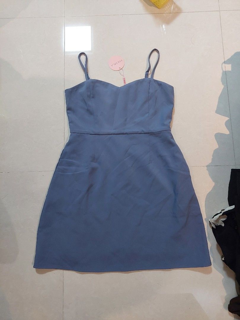 BNWT Mikayla Liana Sweetheart Mini Dress in Stale Blue, Women's Fashion ...