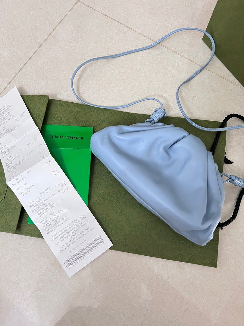 Bottega Veneta Cloud BV mini clutch bag iceblue