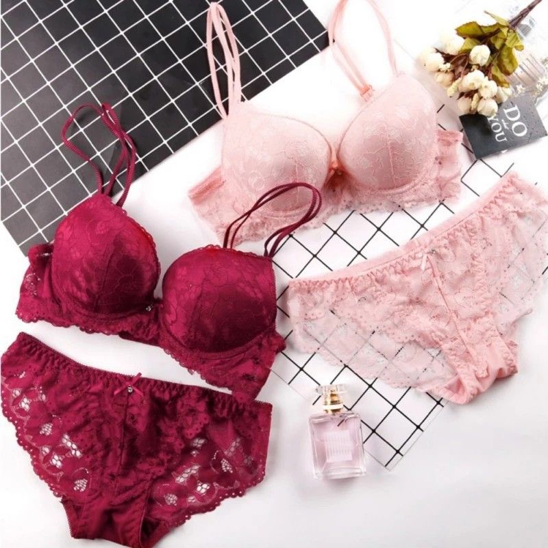 BN Satin Silky Lacy 34A Moroon Red Lacy PushUp Bra/Panty Set, Women's  Fashion, New Undergarments & Loungewear on Carousell