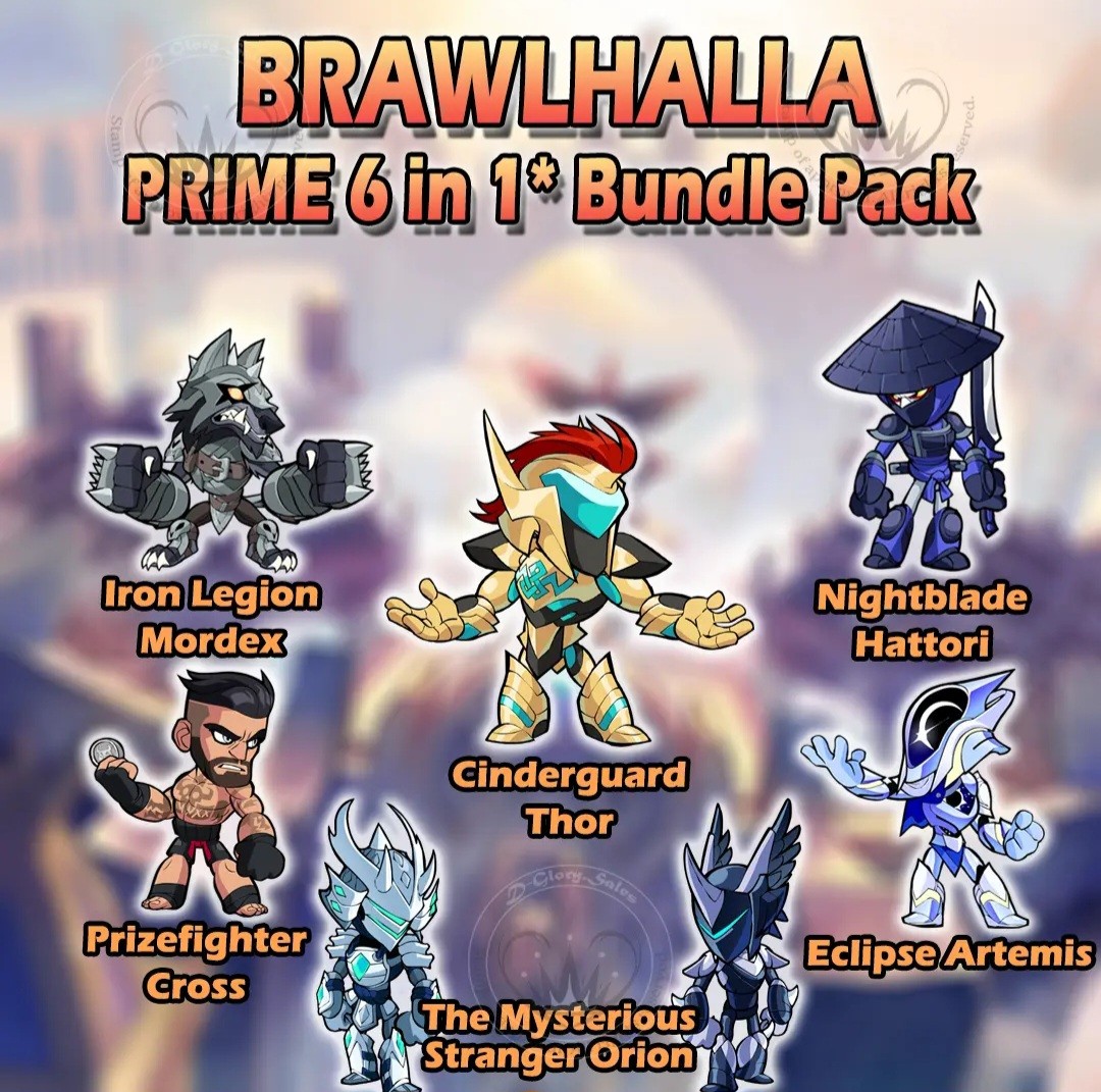 Brawlhalla: 5 Prime Bundle  (Legion,Cinderguard,Eclipse,Nightblade,Prizefighter)