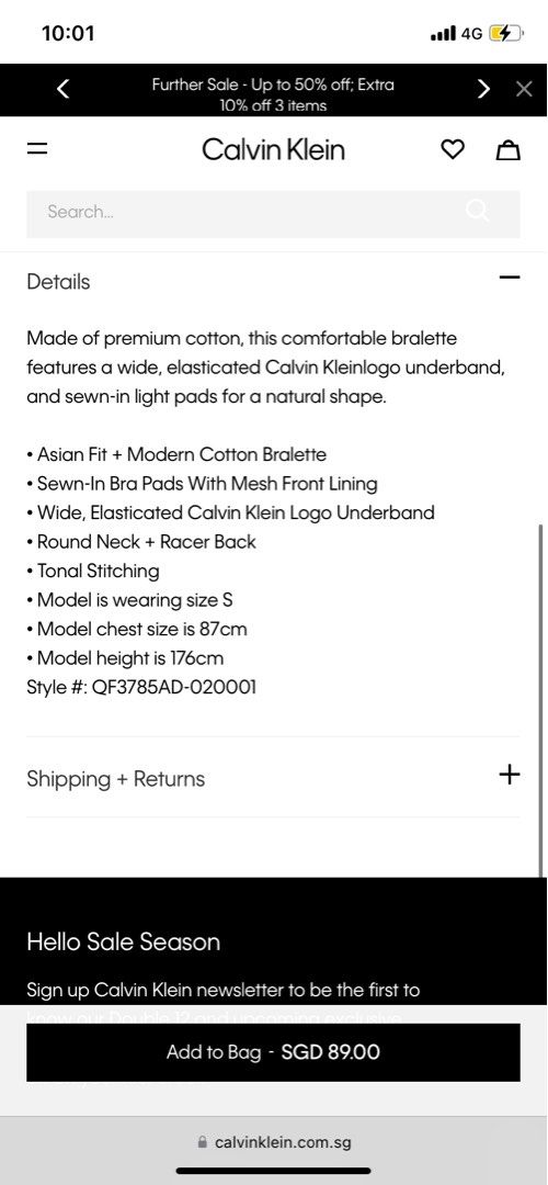 Calvin Klein Modern Cotton Lightly lined Bralette