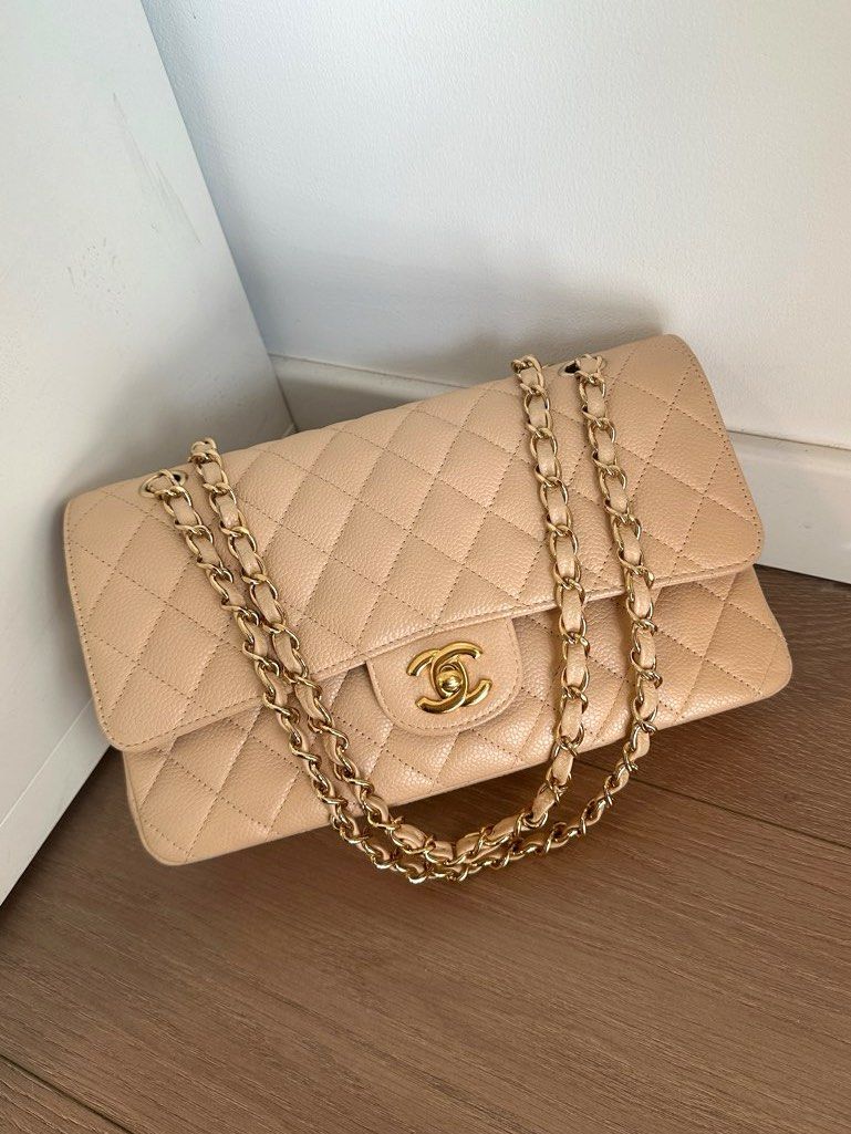Chanel beige clair deals classic flap