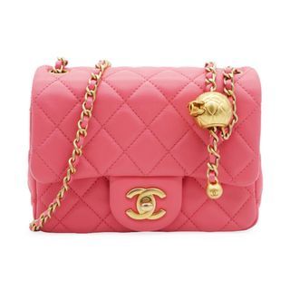 CHANEL Quilted Pink Square Lambskin Pearl Crush Bag