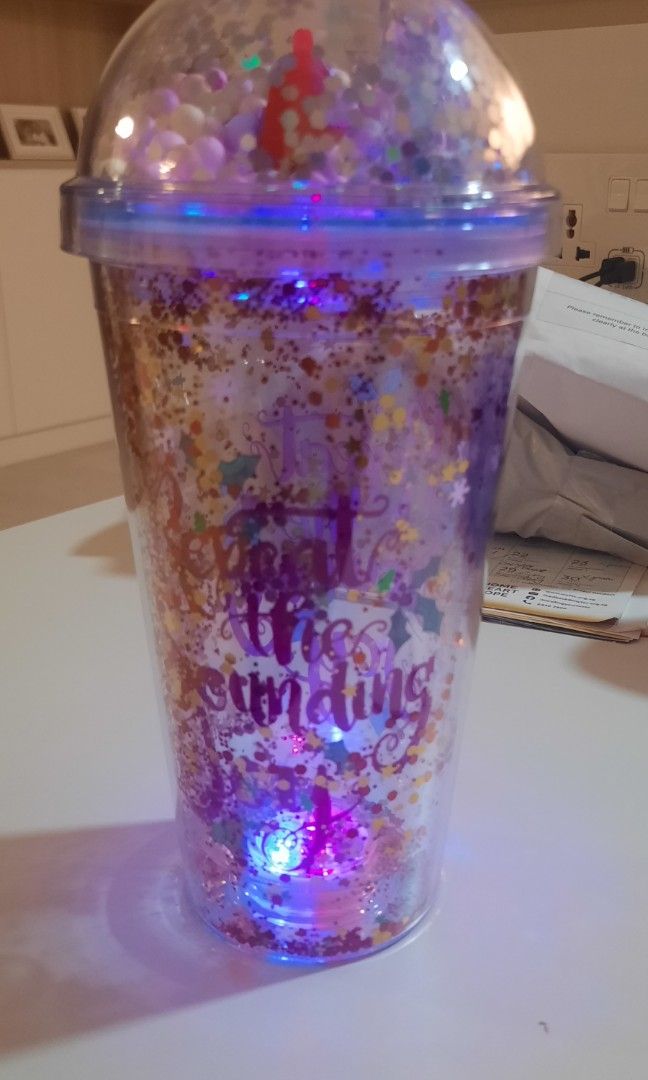 Reusable Boba Tumbler With Lid and Straw- Iridescent Cups, Glitter