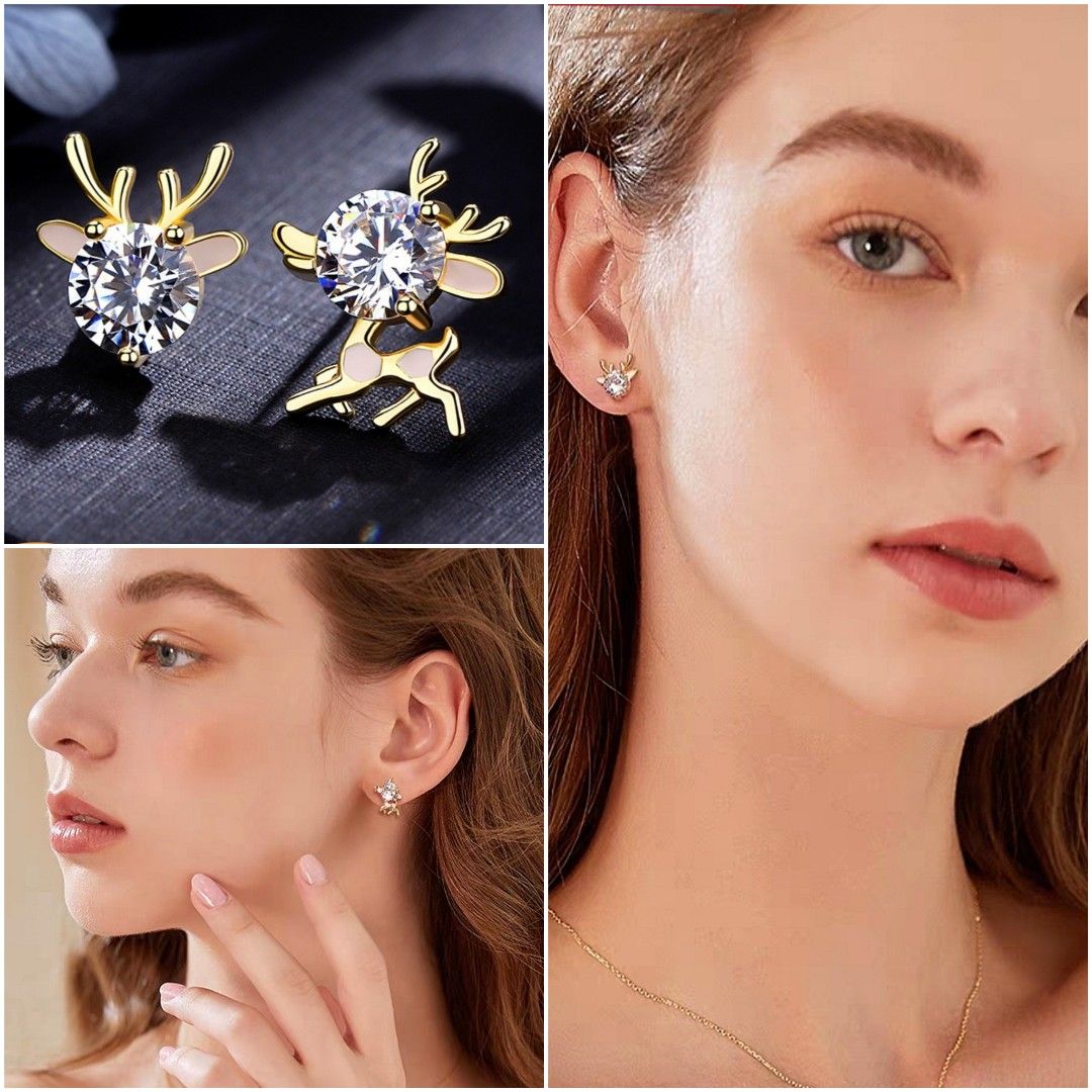 Gold animal stud earrings on sale
