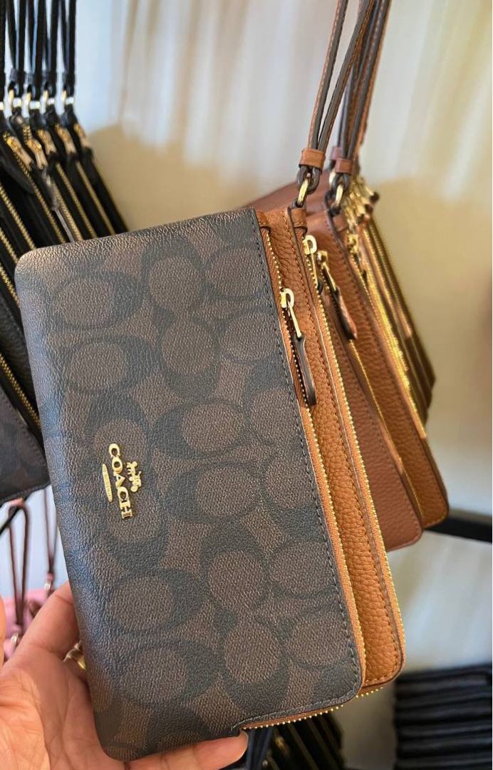 Double zip wallet in signature canvas shop