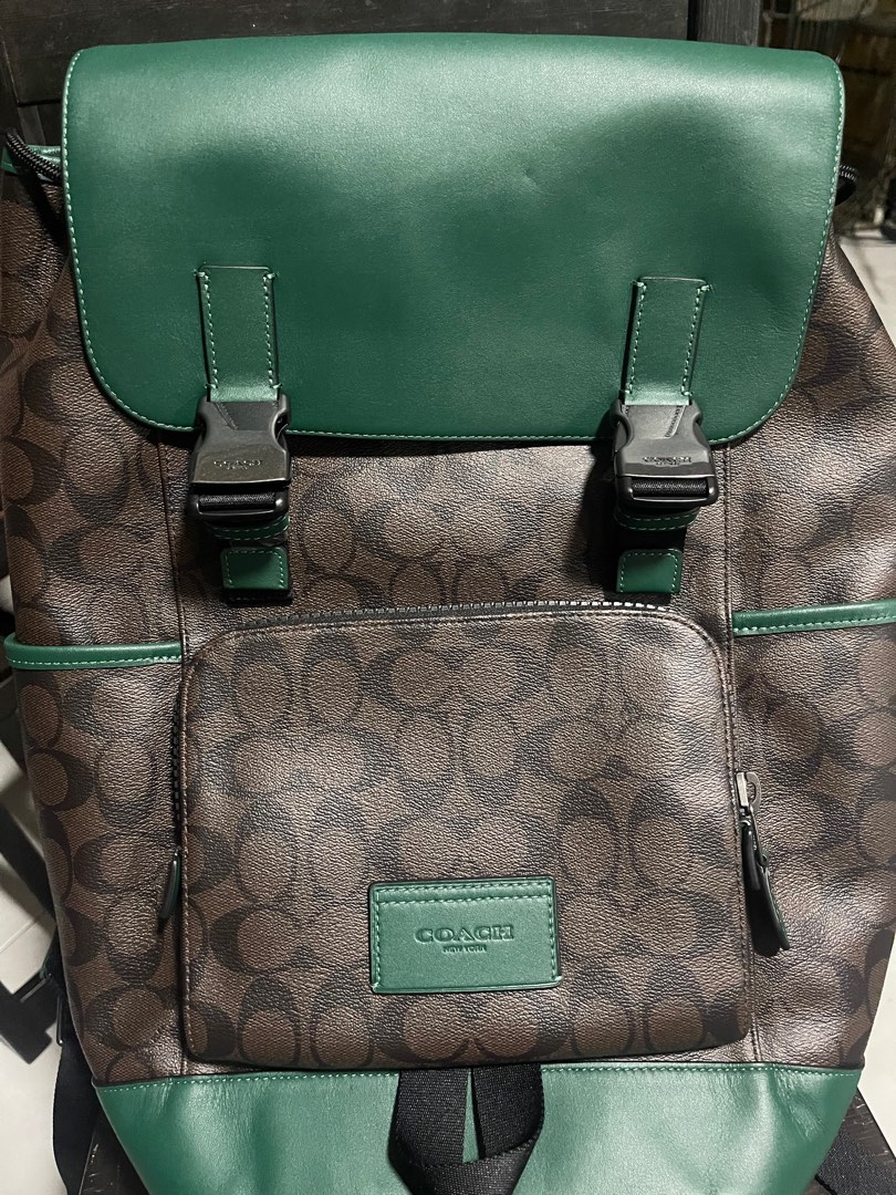 Coach track backpack in dark green, Men's Fashion, Bags, Backpacks on