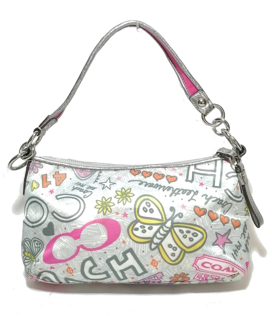 Coach Y2K Bandana Poppy Butterfly Graffiti Print Shoulder Bag