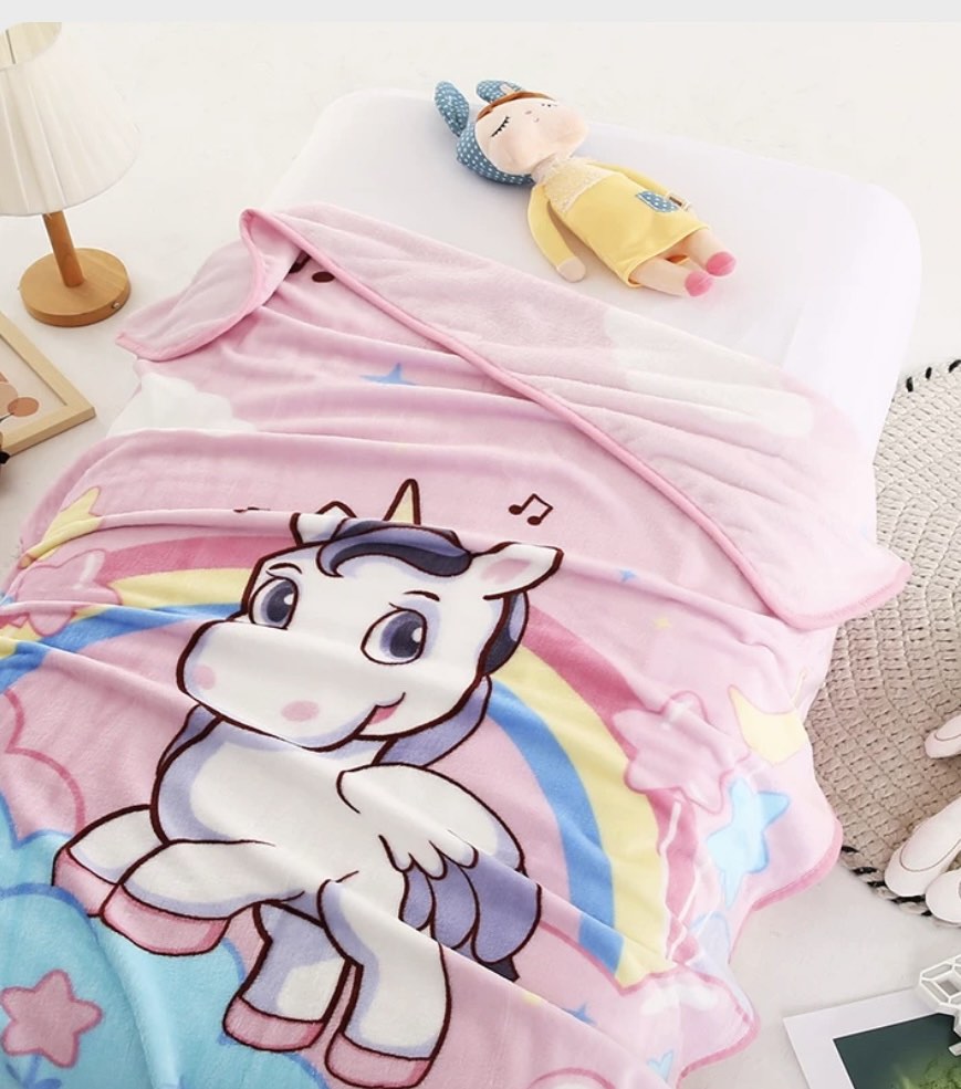 Cute unicorn fleece blanket Furniture Home Living Bedding Towels on Carousell