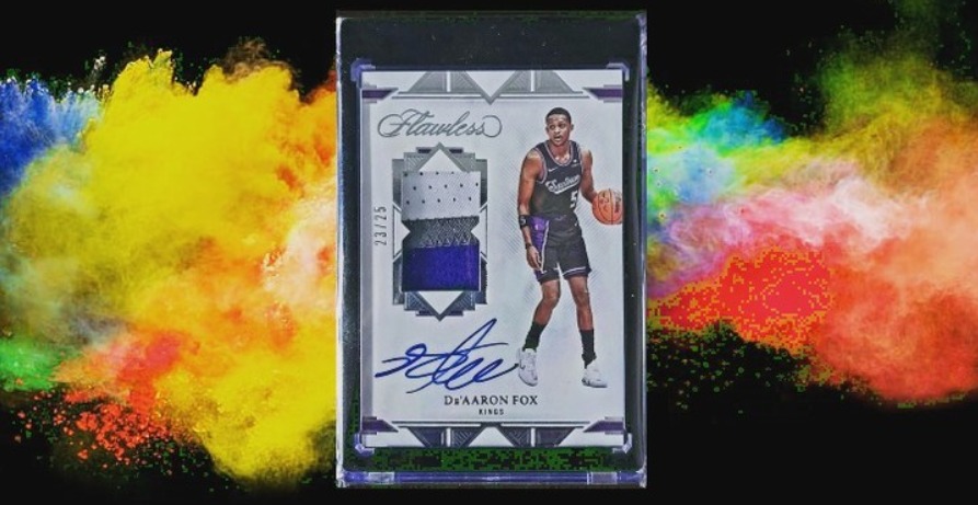 DE'AARON FOX PANINI FLAWLESS PATCH GAME WORN/ ON CARD AUTOGRAPH /25 NBA  BASKETBALL CARDS NOT LEBRON JAMES LUKA DONCIC GIANNIS CURRY KOBE BRYANT