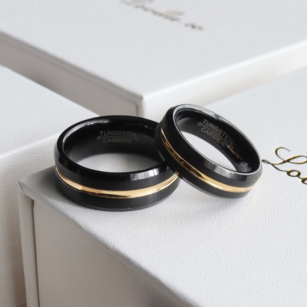 Eclipse Tungsten Carbide Wedding Rings with free engraving Blwck
