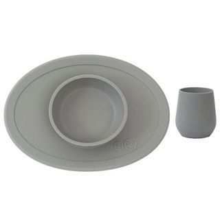 EzPz Tiny Bowl and Cup for Baby in Grey
