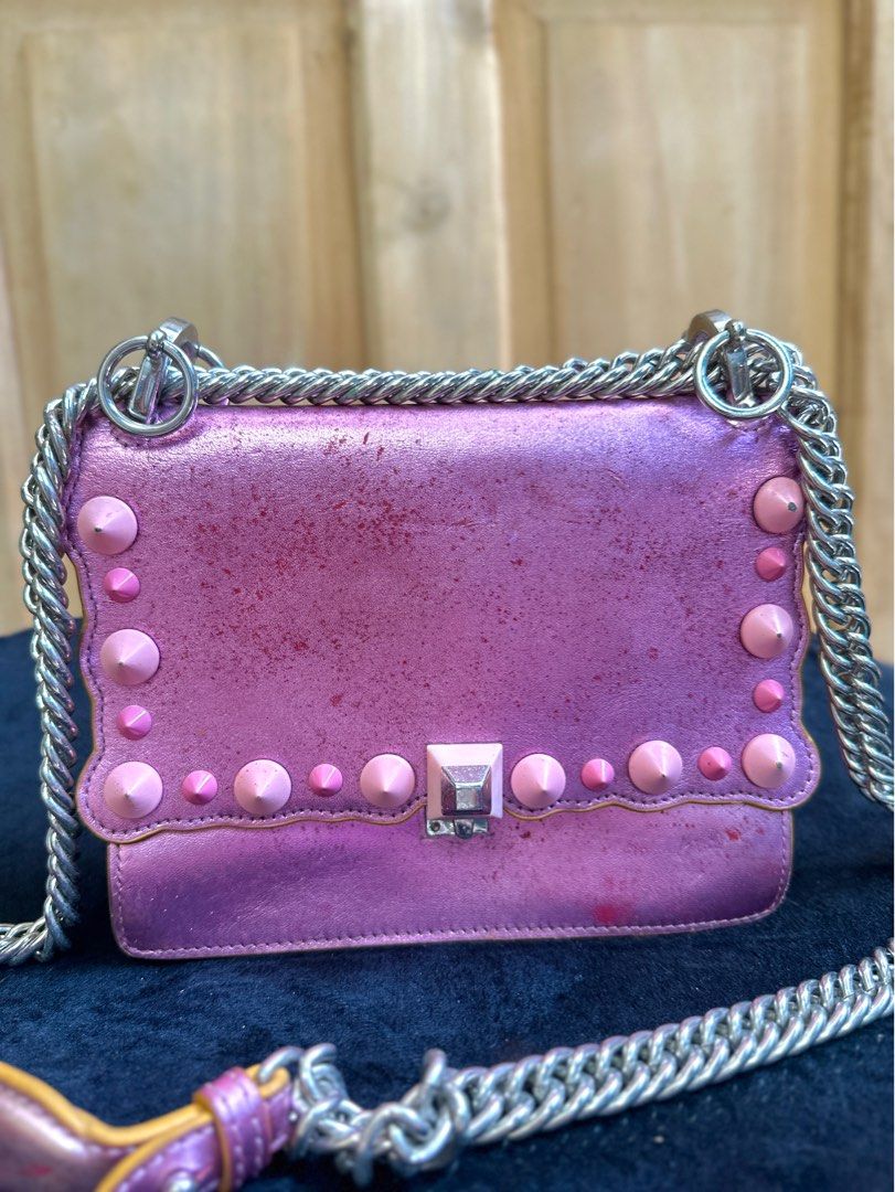 FENDI KAN Mini (Category: Luxury Bags & Wallets) located in General Santos City (Dadiangas). Submitted by toysville888 (Listing ID 1270011184, Image 1). Description: Fendi Kan Mini made of leather flaws: see pictures pls. needs reconditioning, recolor.. needs repair sa missing lock.(magnet lang po yang bilog na nsa pic. natatanggal naman po.) no rips no holes no stains malinis po ang interior.. only the exterior has flaws... no box, no card, no d
