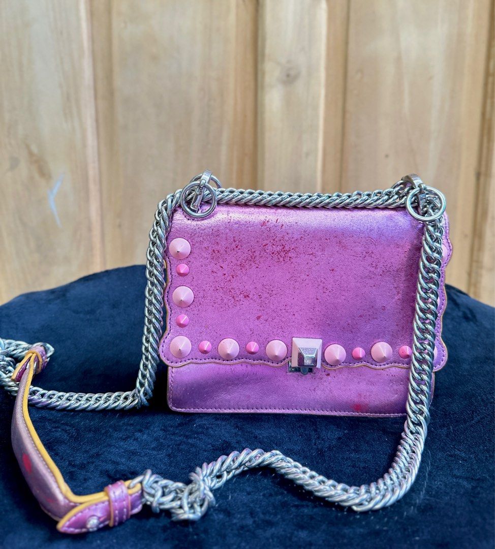 FENDI KAN Mini (Category: Luxury Bags & Wallets) located in General Santos City (Dadiangas). Submitted by toysville888 (Listing ID 1270011184, Image 2). Description: Fendi Kan Mini made of leather flaws: see pictures pls. needs reconditioning, recolor.. needs repair sa missing lock.(magnet lang po yang bilog na nsa pic. natatanggal naman po.) no rips no holes no stains malinis po ang interior.. only the exterior has flaws... no box, no card, no d