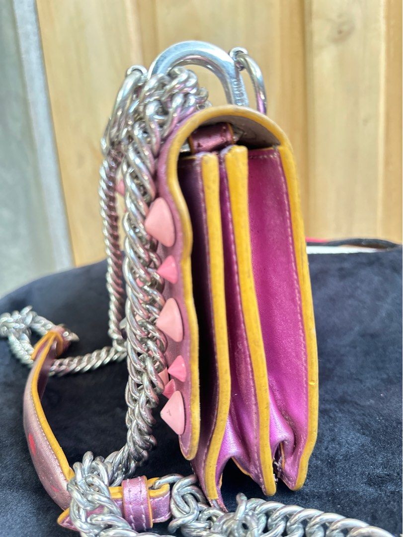 FENDI KAN Mini (Category: Luxury Bags & Wallets) located in General Santos City (Dadiangas). Submitted by toysville888 (Listing ID 1270011184, Image 3). Description: Fendi Kan Mini made of leather flaws: see pictures pls. needs reconditioning, recolor.. needs repair sa missing lock.(magnet lang po yang bilog na nsa pic. natatanggal naman po.) no rips no holes no stains malinis po ang interior.. only the exterior has flaws... no box, no card, no d