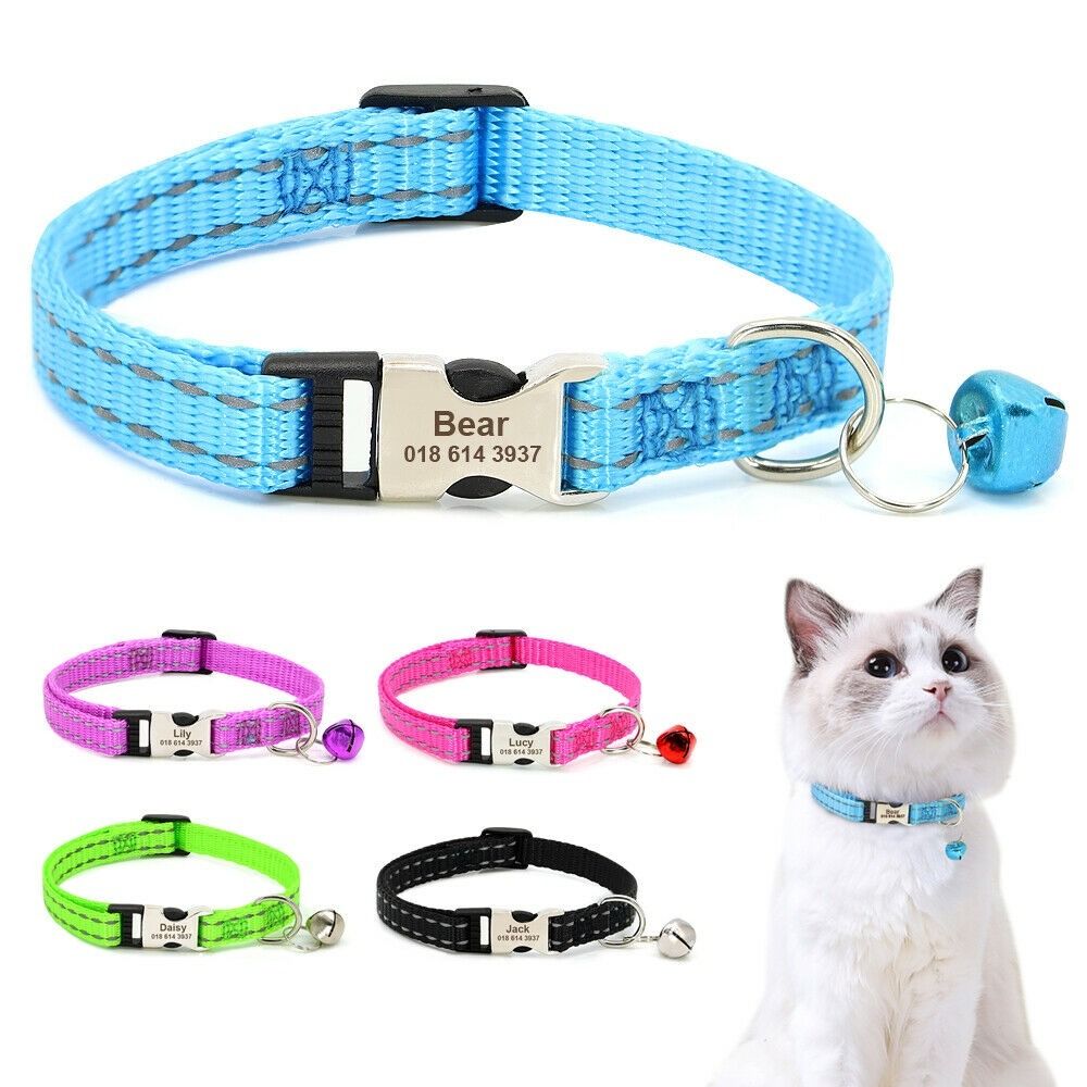 Personalised reflective sales cat collars