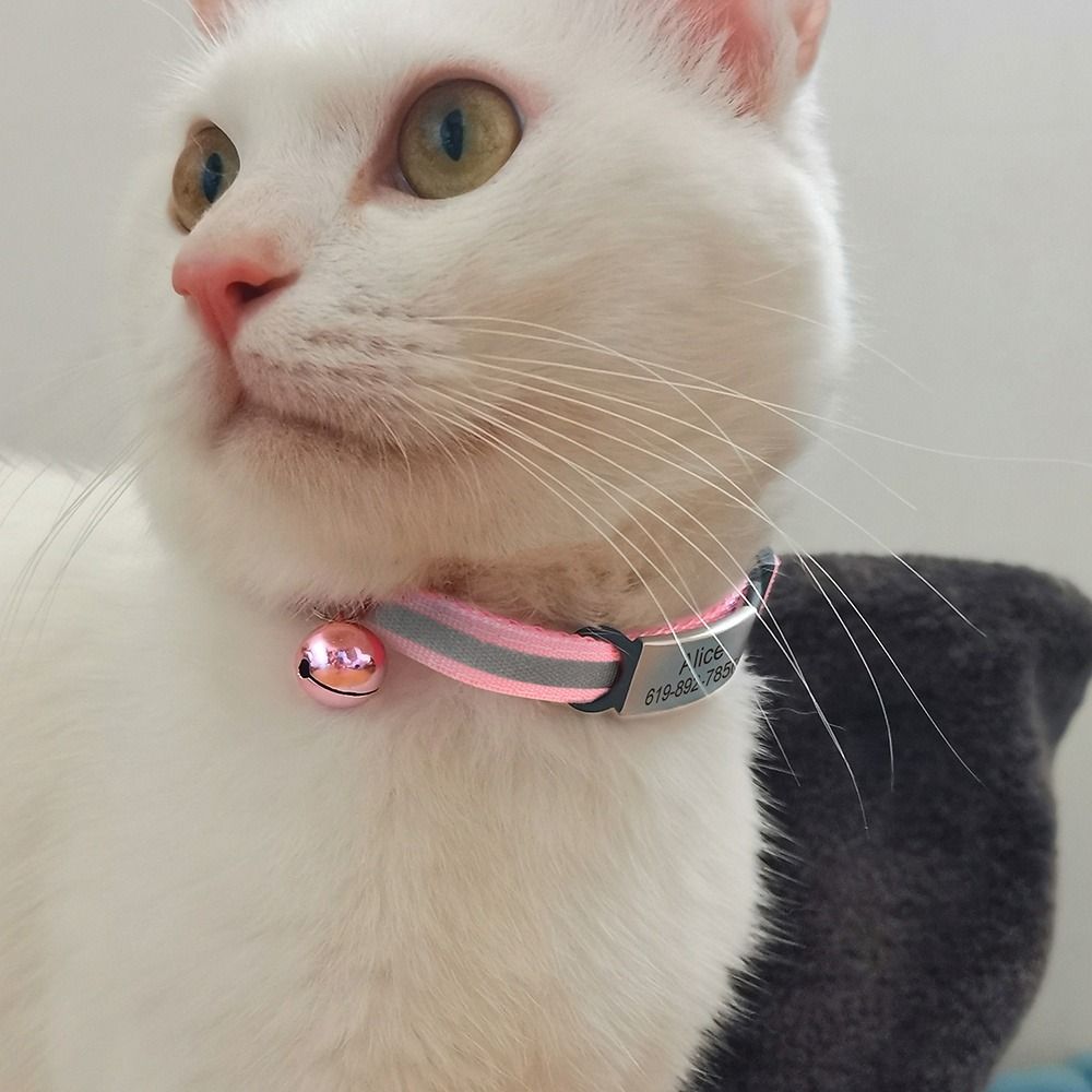 FREE DELIVERY Safety Reflective Personalised Cat Collar with Bell