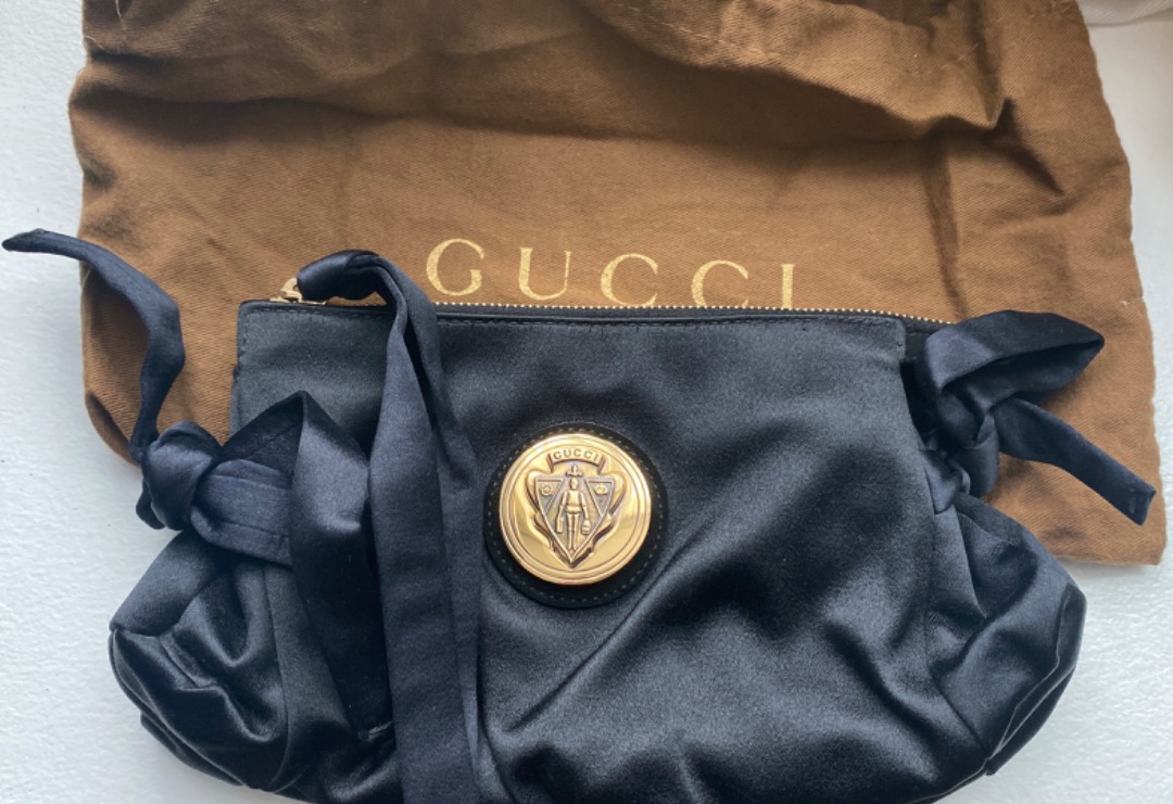 Gucci Satin Clutch Pouch with Side Ribbons Women s Fashion Bags Wallets Clutches on Carousell
