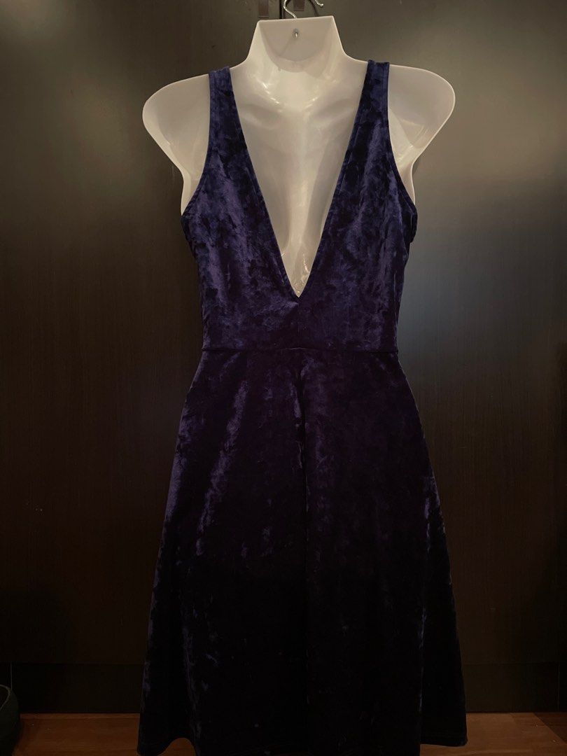H&m blue velvet dress sales