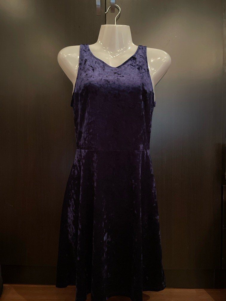 H M Blue Velvet Dress
