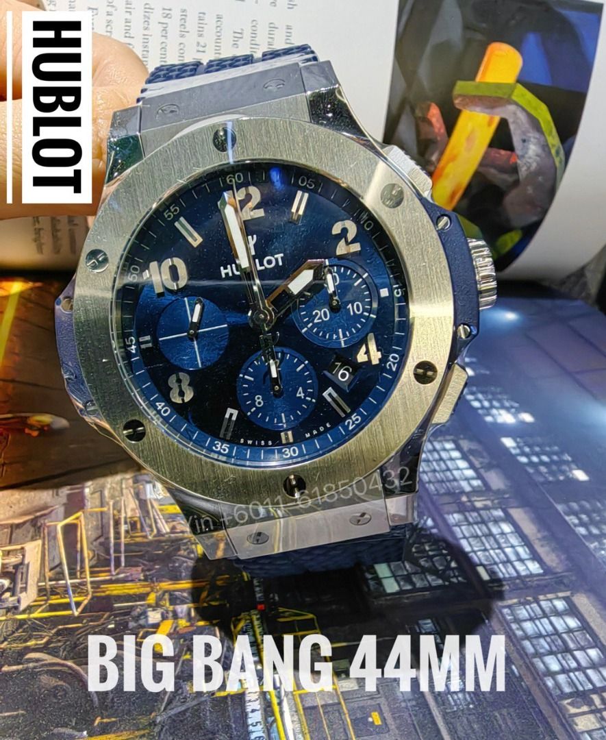 Hublot Big Bang chrono 44mm blue color rubber strap New full set