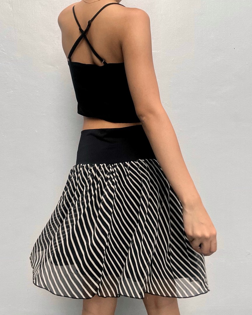 Interchangeable Flowy Striped Skirt Top Women s Fashion