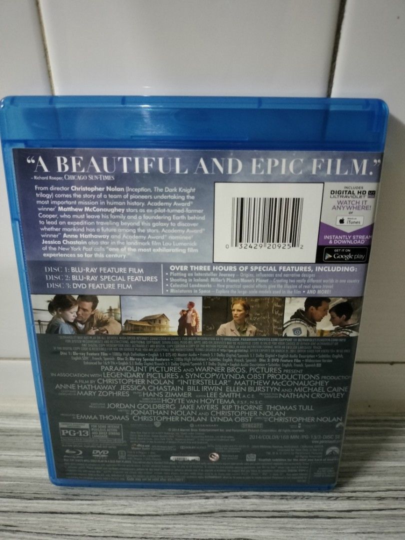 "Interstellar" Blu Ray + DVD, Hobbies & Toys, Music & Media, CDs & DVDs