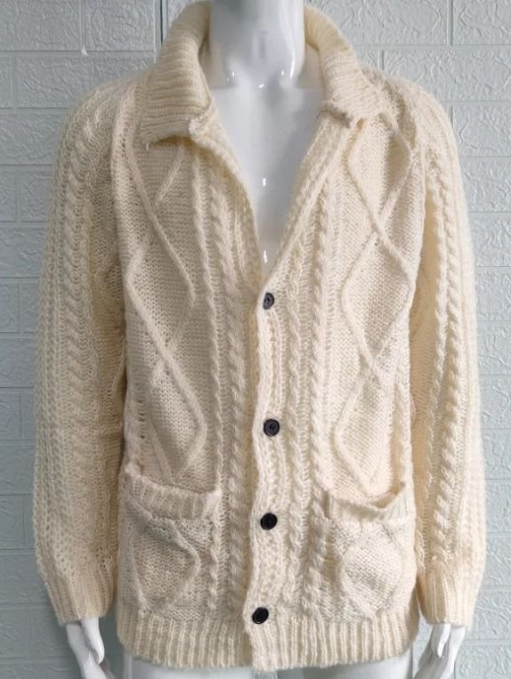 Mens cream cardigan sweater hotsell