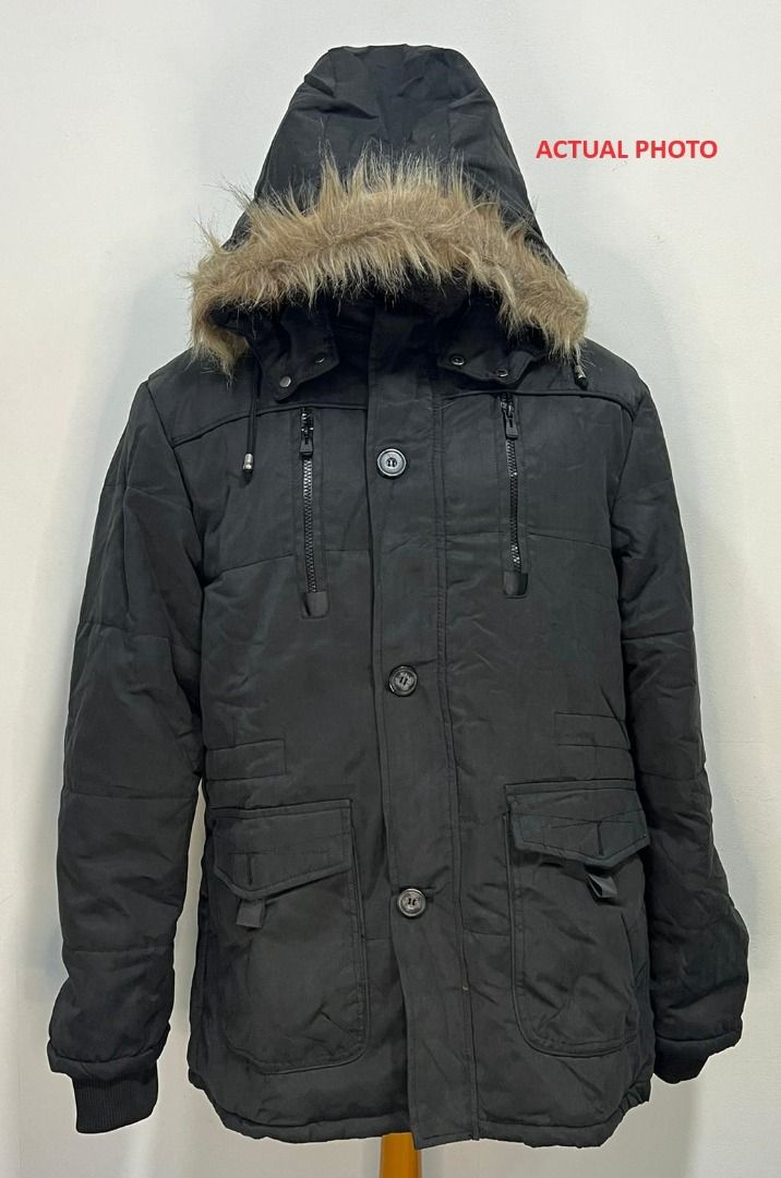 J9 Men Hooded Parkas Coat Mid length Fur Collar Men s Fashion