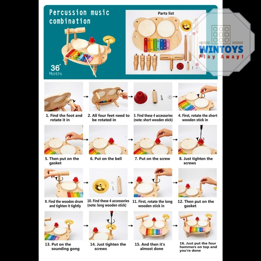 Kids Drum Set for Toddlers Baby Montessori Music Instruments Toy All in