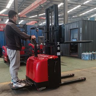 lifting electric pallet stacker standing type 1 ton Capacity Fork Lift Hydraulic Stacker Trucks
