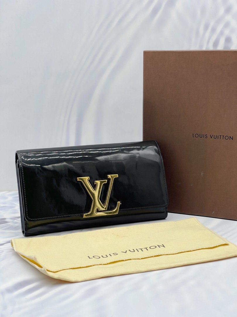 Louis vuitton black cheap patent leather wallet