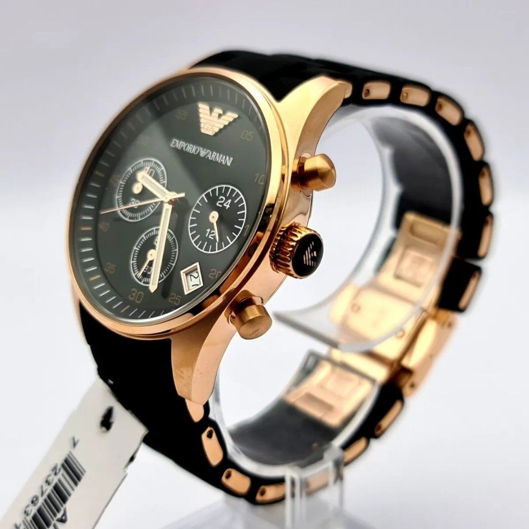 LOWEST PRICE Emporio Armani AR5906 Chronograph Women s Ladies Black Silicone Coated Stainless Steel Rose Gold Bezel Black Dial Watch armani ar5906 Birthday gift birthday BRAND NEW IN BOX Women s Fashi...
