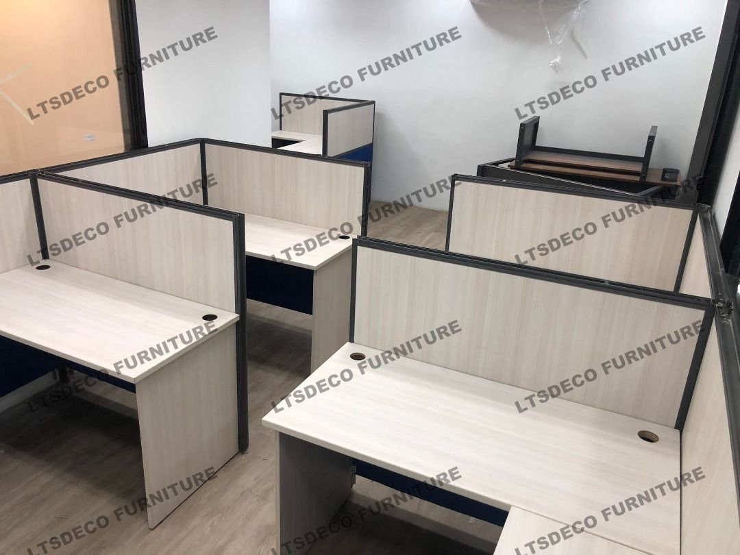 L-SHAPE MODULAR SHARING CUBICLES OFFICE PARTITION, Furniture & Home ...