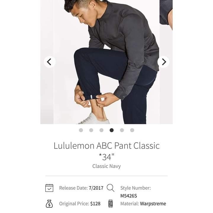 LULULEMON ABC PANT CLASSIC 34 *classic navy - CELANA PRIA (4680), Fesyen  Pria, Pakaian , Bawahan di Carousell