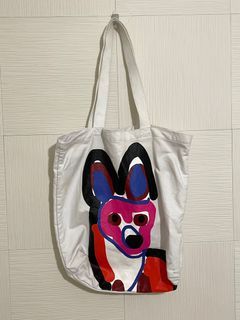 Maison Kitsuné 塗鴉狐狸棉質托特包 帆布袋