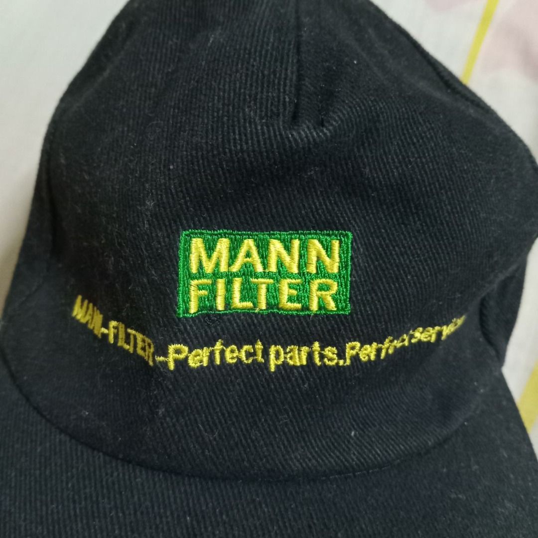 mann filter graphic text embroidered black cap, Men's Fashion, Watches ...