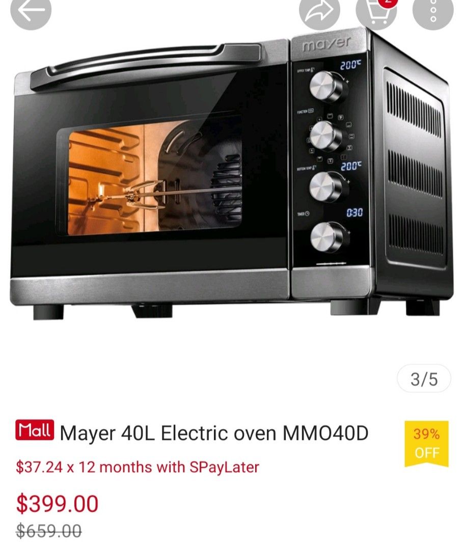 Mayer 40l smart hot sale electric oven mmo40d